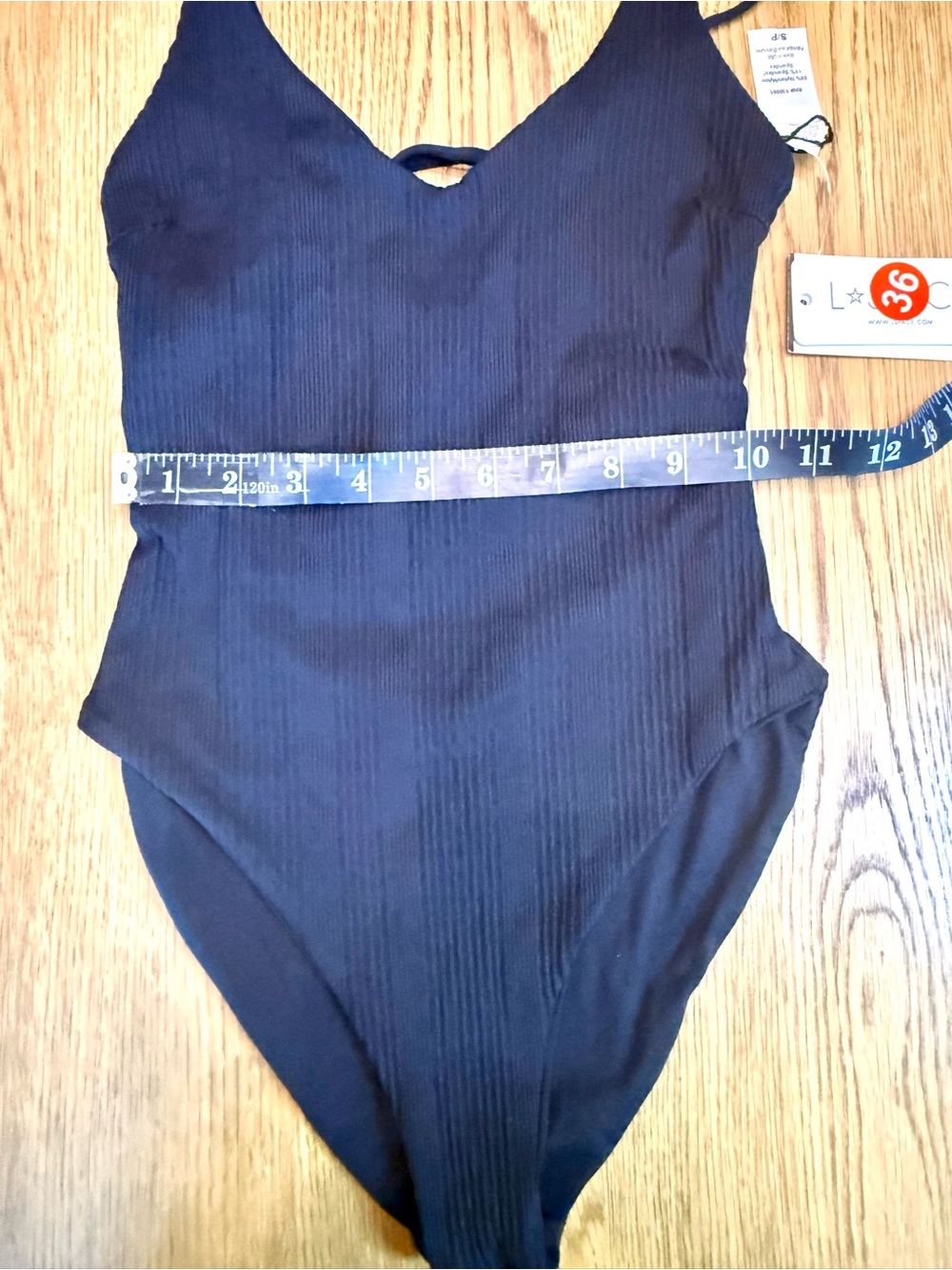 L*Space Gianna One Piece Swimsuit Black Ribbed Low Back Size S NWT - Picture 4 of 13